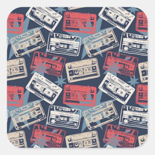 Old Music Cassettes Vintage Seamless Square Sticker