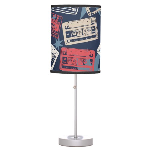 Old Music Cassettes Vintage Seamless Table Lamp
