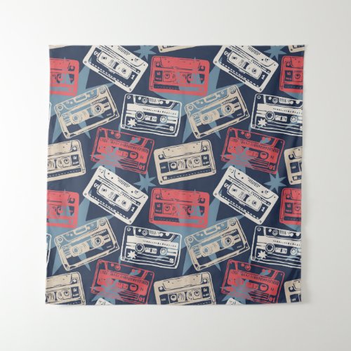 Old Music Cassettes Vintage Seamless Tapestry