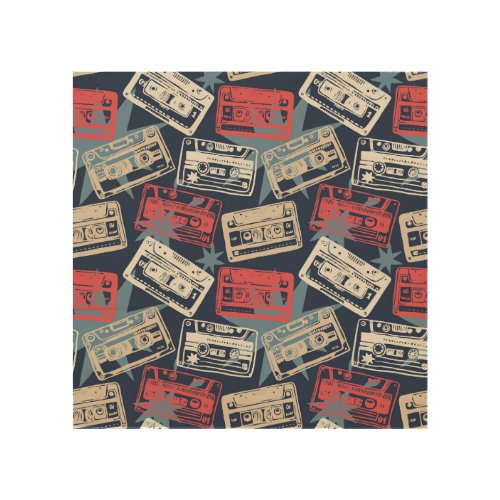 Old Music Cassettes Vintage Seamless Wood Wall Art