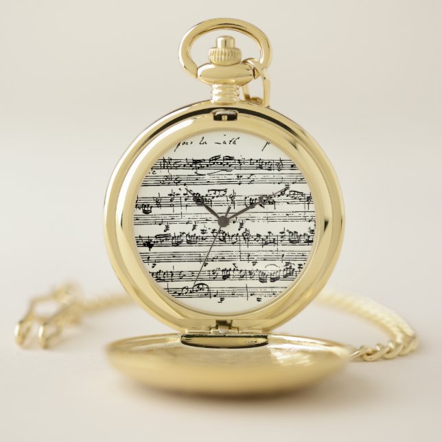 Old music manuscript pocket watch (Inside)