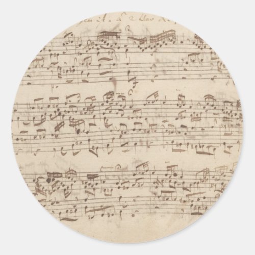 Old Music Notes _ Bach Music Sheet Classic Round Sticker