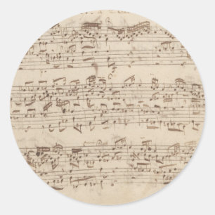 Old Music Notes - Bach Music Sheet Classic Round Sticker