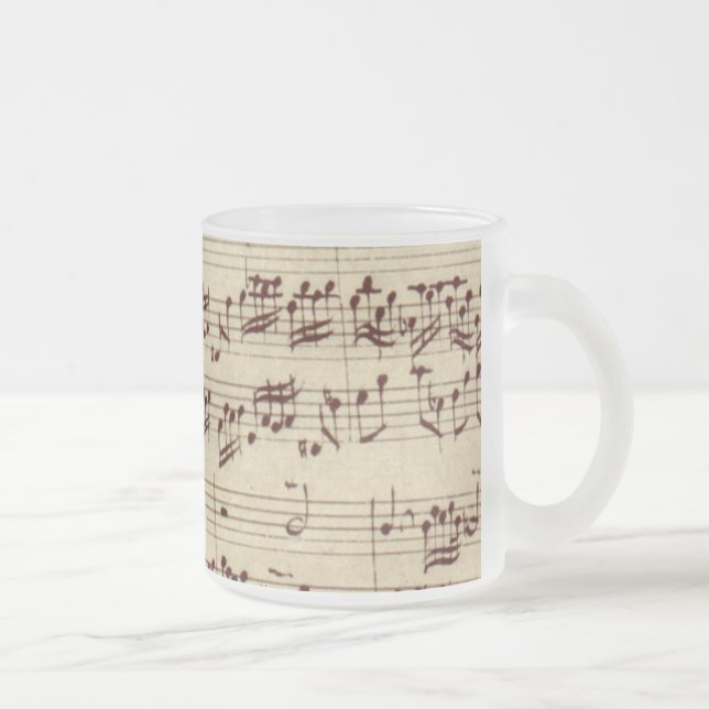 Old Music Notes - Bach Music Sheet Frosted Glass Coffee Mug (Right)