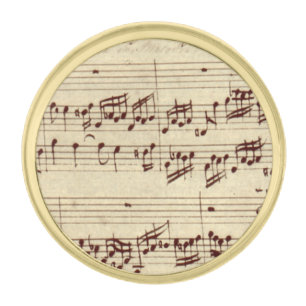 Old Music Notes - Bach Music Sheet Gold Finish Lapel Pin