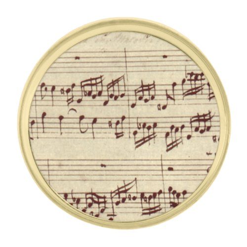 Old Music Notes _ Bach Music Sheet Gold Finish Lapel Pin