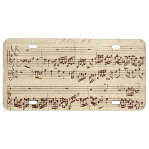 Old Music Notes - Bach Music Sheet License Plate