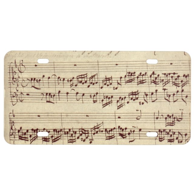 Old Music Notes - Bach Music Sheet License Plate (Front)