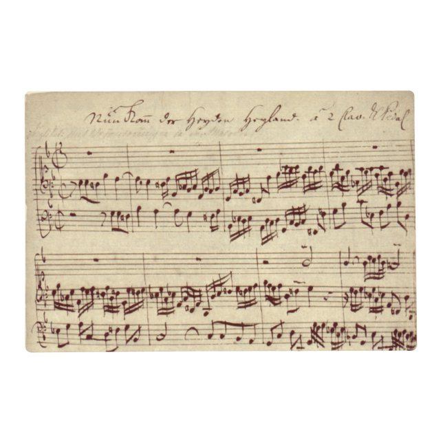 Old Music Notes - Bach Music Sheet Placemat (Front)