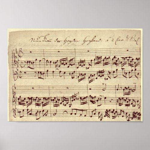 Old Music Notes _ Bach Music Sheet Poster