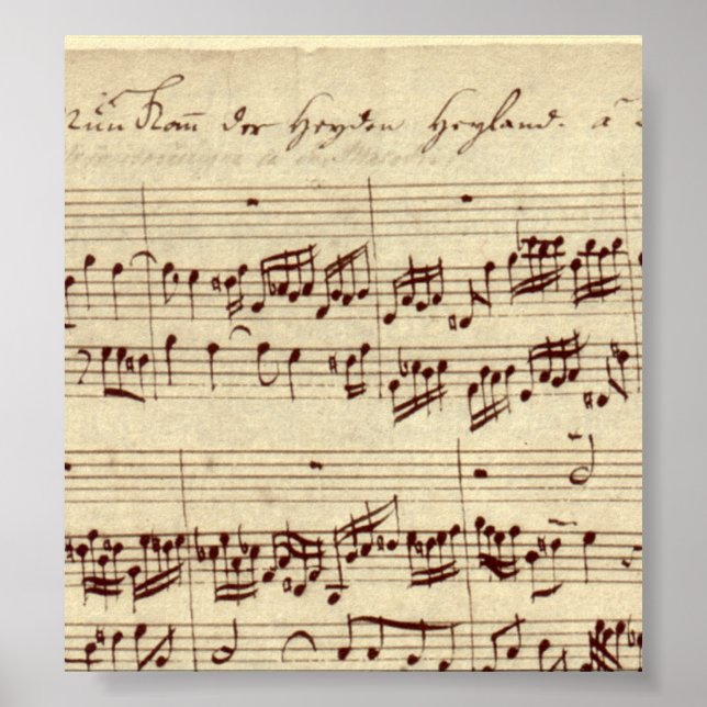 Old Music Notes - Bach Music Sheet Poster (Front)