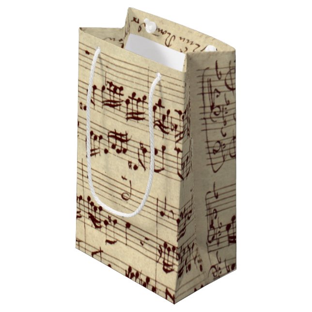 Old Music Notes - Bach Music Sheet Small Gift Bag (Front Angled)
