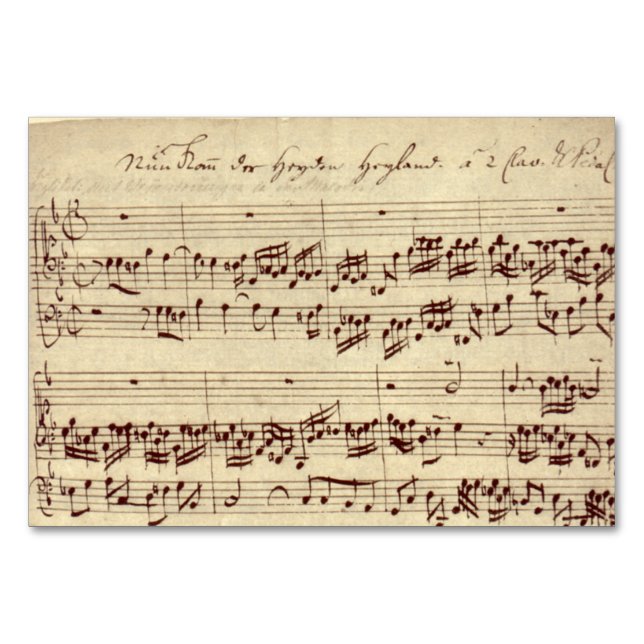 Old Music Notes - Bach Music Sheet Table Number (Front)