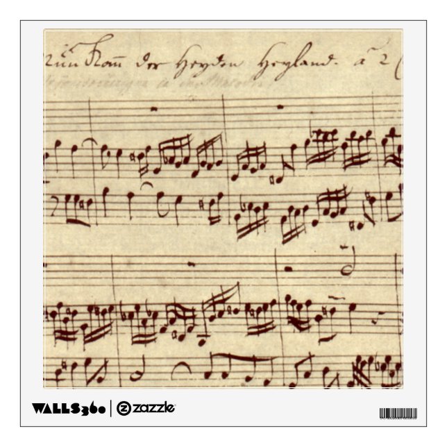 Old Music Notes - Bach Music Sheet Wall Sticker (Front)