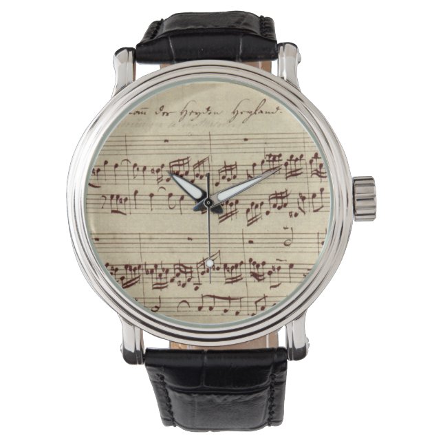 Old Music Notes - Bach Music Sheet Watch (Front)