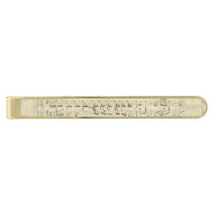 Old Music Notes - Chopin Music Sheet Gold Finish Tie Bar