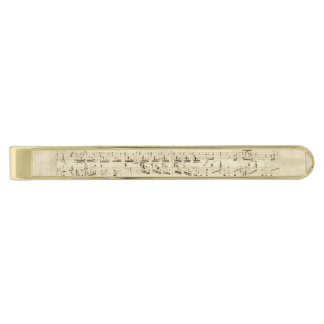 Old Music Notes - Chopin Music Sheet Gold Finish Tie Bar