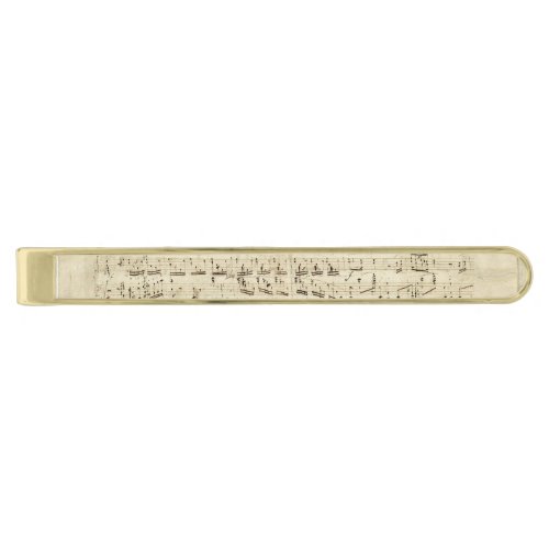 Old Music Notes _ Chopin Music Sheet Gold Finish Tie Bar