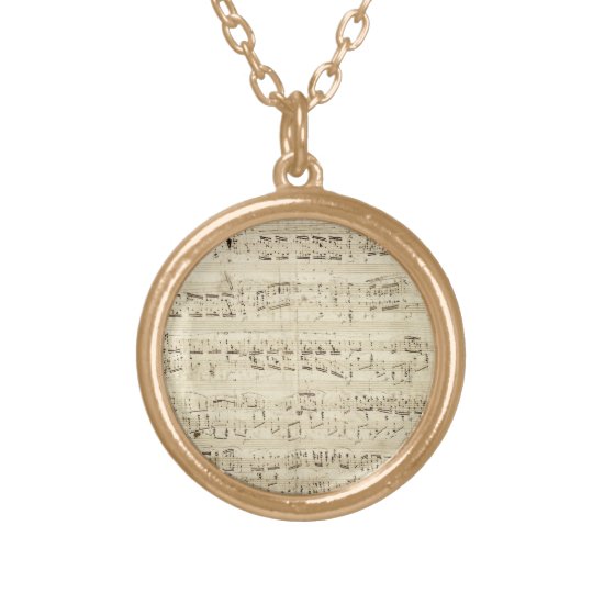 Old Music Notes - Chopin Music Sheet Gold Plated Necklace