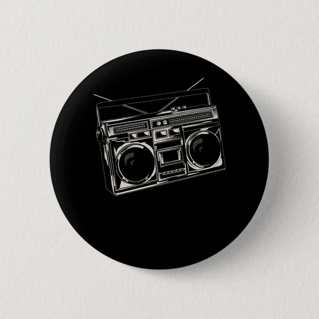 Old Music Radio Vintage Hip Hop Bass Button (Front)