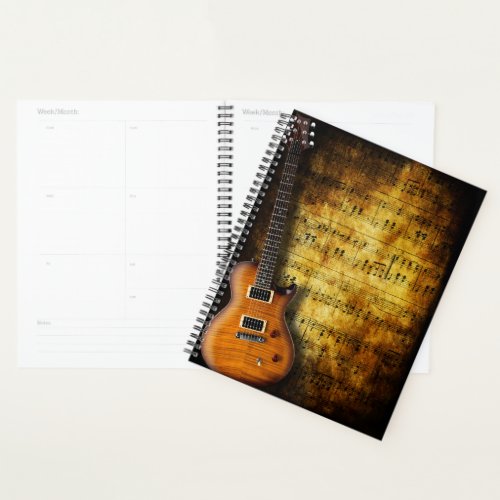 Old Music Sheet Guitar Spiral Planner