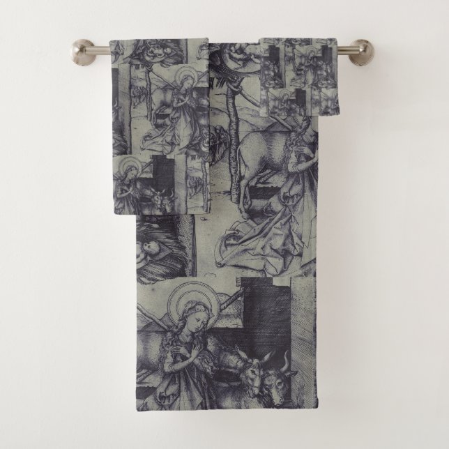 Old Nativity scene og Jesus Christ Bath Towel Set (Insitu)