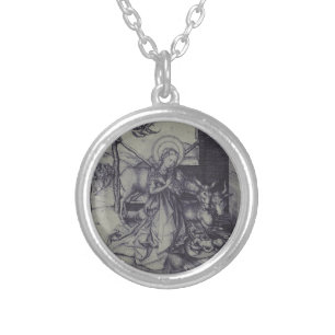 Old Nativity scene og Jesus Christ Silver Plated Necklace