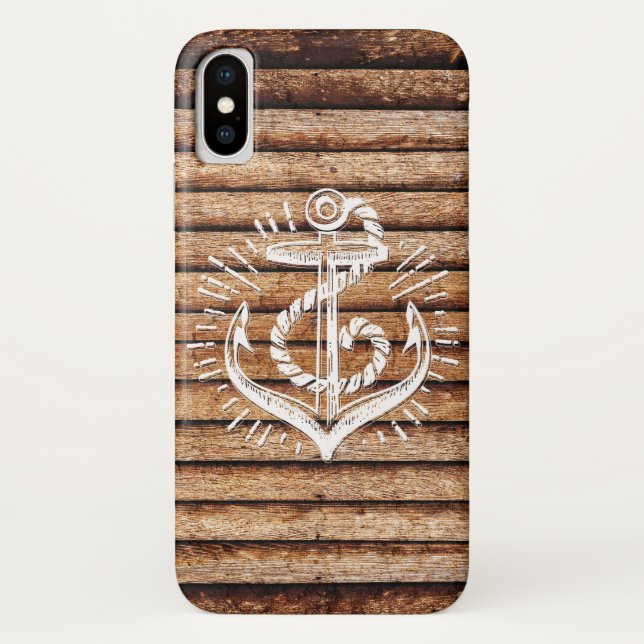 Old Nautical Anchor Wood Case-Mate iPhone Case (Back)