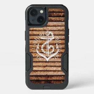 Old Nautical Anchor Wood iPhone 13 Case