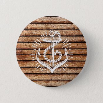 Old Nautical Anchor Wood Pinback Button by jahwil at Zazzle