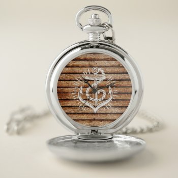 Old Nautical Anchor Wood Pocket Watch by jahwil at Zazzle