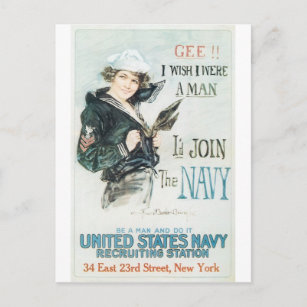 Old Navy Poster circa 1918 Postcard