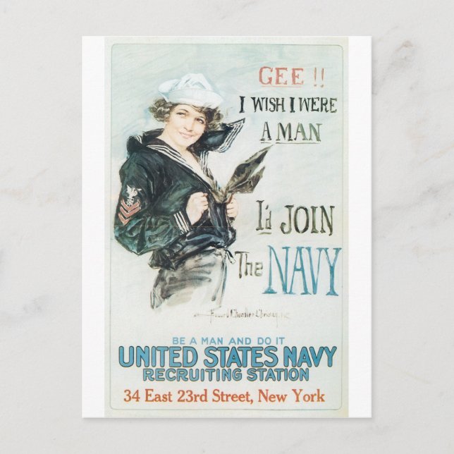 Old Navy Poster circa 1918 Postcard (Front)