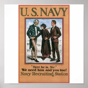 Old Navy Recruiting Poster circa 1917