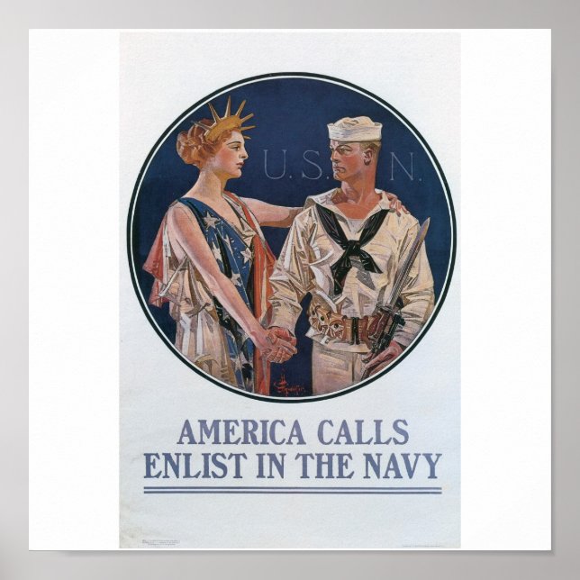 Old Navy Recruiting Poster circa 1917 (Front)