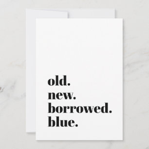 Old New Borrowed Blue Modern Minimalist Bold Font Save The Date