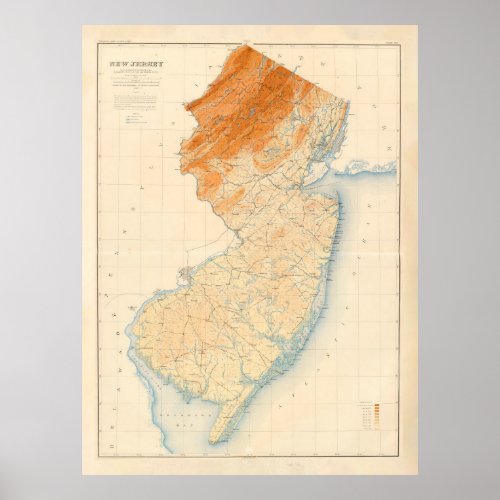 Old New Jersey Geological Map 1888  Poster