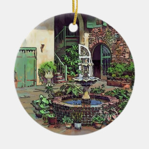 Old New Orleans French Quarter Ceramic Ornament