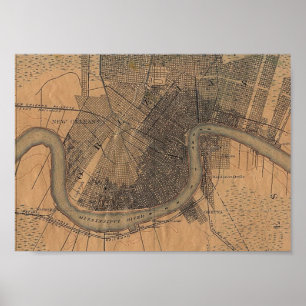Old New Orleans Map 1891 Poster