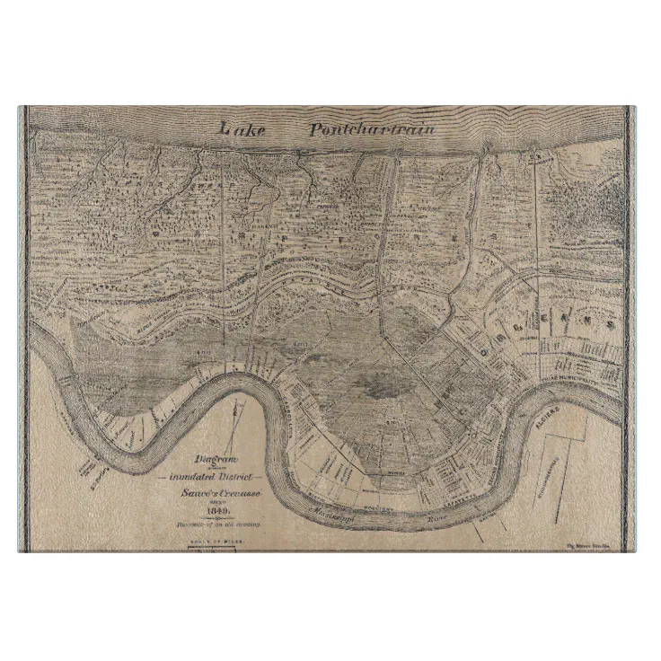 Old New Orleans Map Cutting Board Zazzle