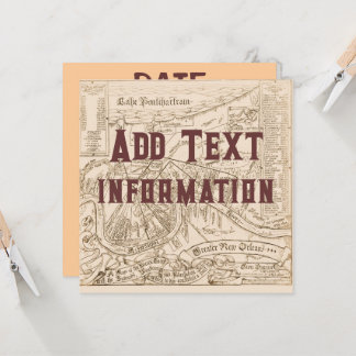 Old New Orleans Map edit text, party Invitation