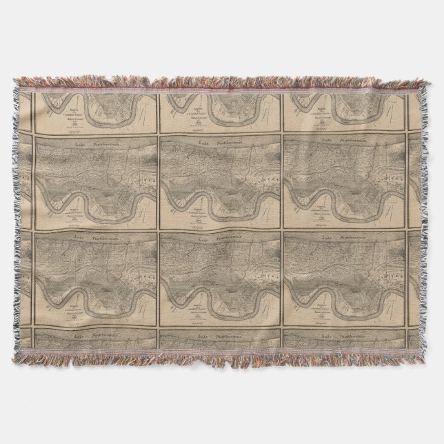 Old New Orleans  Map Throw Blanket (Front)