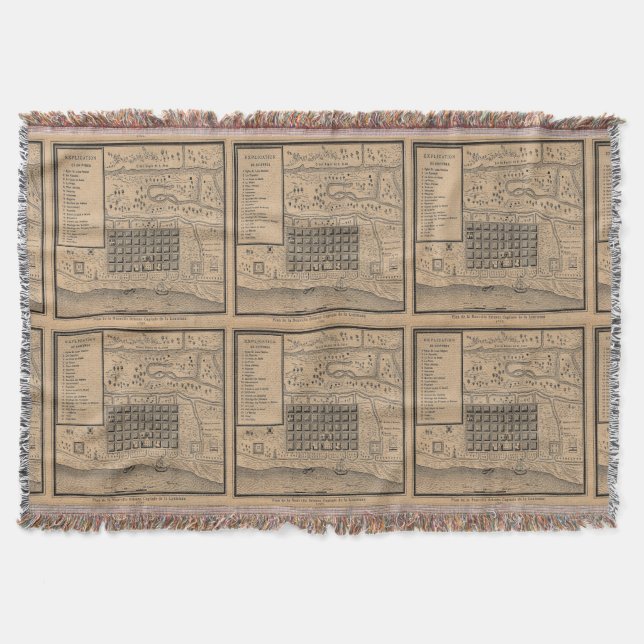 Old New Orleans  Map Throw Blanket (Front)