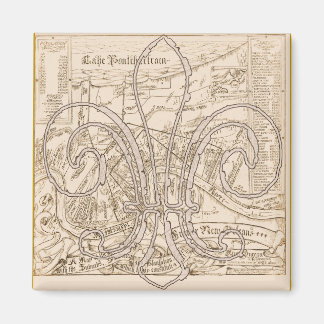 Old New Orleans Map with Fleur Magnet