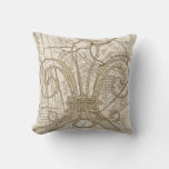 Old New Orleans Map With Fleur Throw Pillow at Zazzle