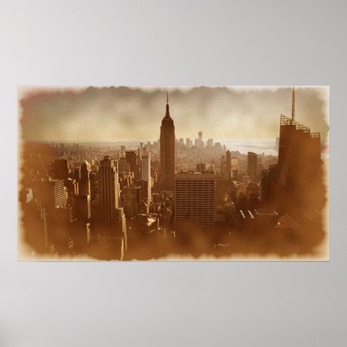 Old New York City Damaged Photo Effect Poster