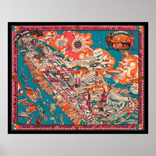 Old New York City Pictorial Map 1925  Poster