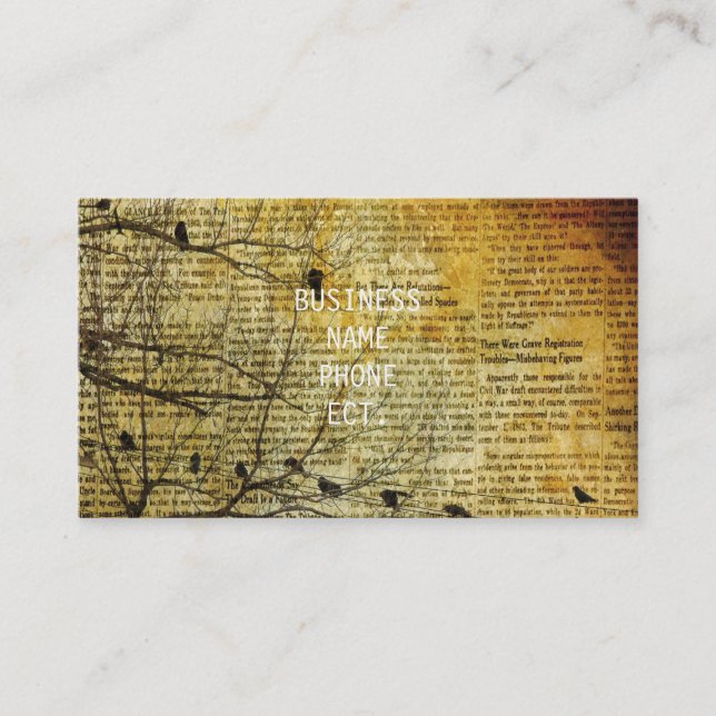 Old Newspaper Art Business Card (Front)