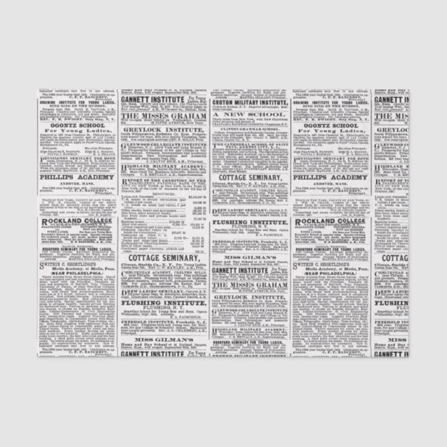 Old newspaper design tissue paper (Front)