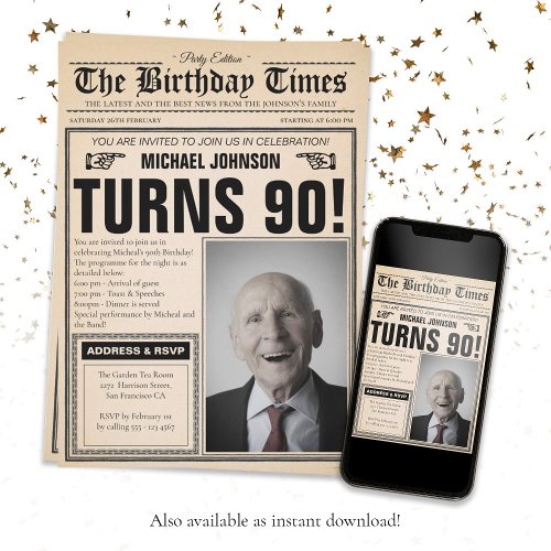 Old Newspaper Personalized Invitations
